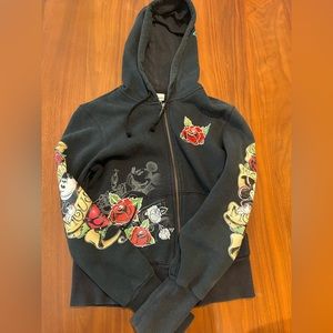 Rare* Disney x Ed Hardy Authentic Vintage Rose Sweatshirt Hoodie Sz SMALL